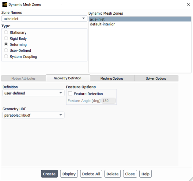 The Dynamic Mesh Zones Dialog Box