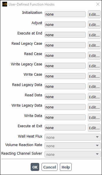 The User-Defined Function Hooks Dialog Box