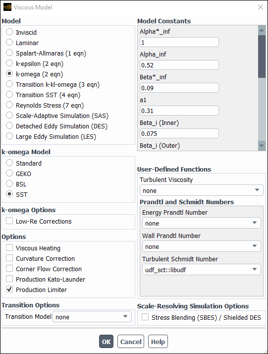 The Viscous Model Dialog Box