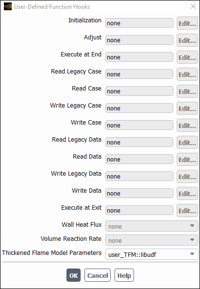 The User-Defined Function Hooks Dialog Box