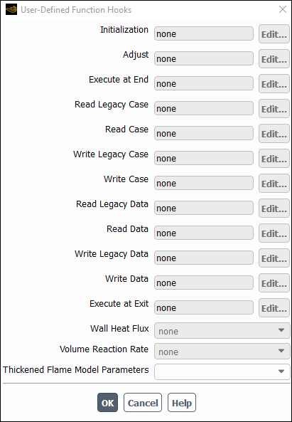 The User-Defined Function Hooks Dialog Box