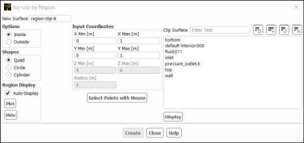 Iso-clip by Region dialog box