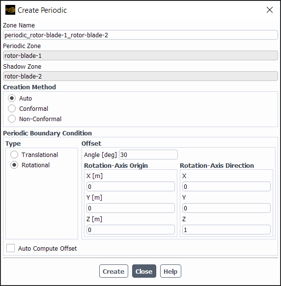 The Create Periodic Dialog Box