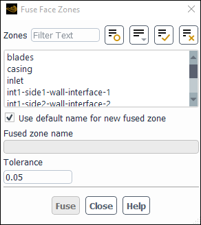 The Fuse Face Zones Dialog Box