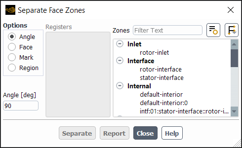 The Separate Face Zones Dialog Box