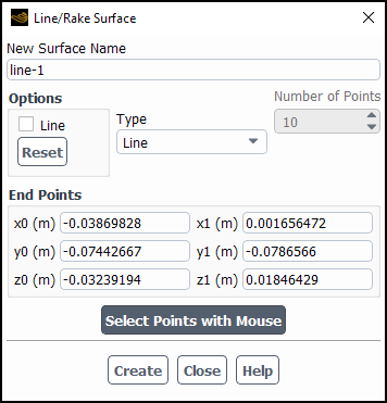 The Line/Rake Surface Dialog Box