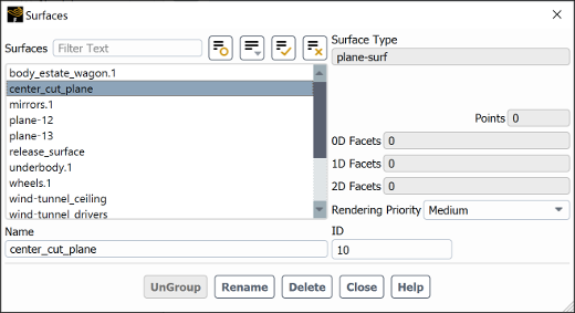 The Surfaces Dialog Box