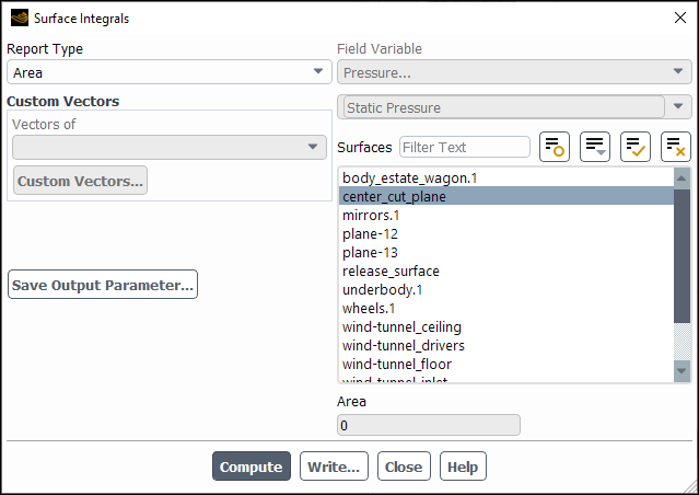 The Surface Integrals Dialog Box