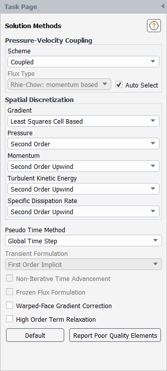 The Solution Methods Task Page