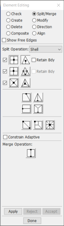 Element Editing Split/Merge