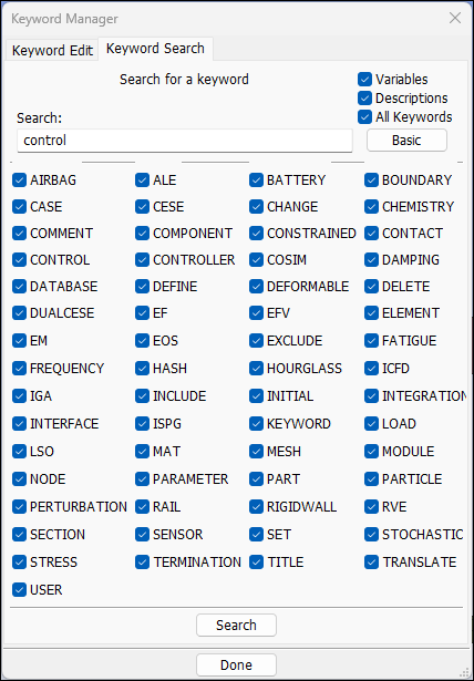 Advanced setting for search