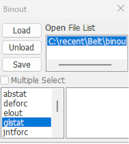 Select a binout file
