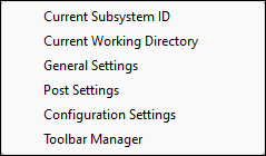 Settings menu in the head menu.
