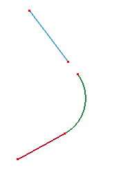 Create tangent arc using one end of red line as the reference position