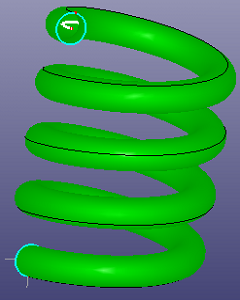Select the circle and the helix, use Surface, Sweep to create the spring surface