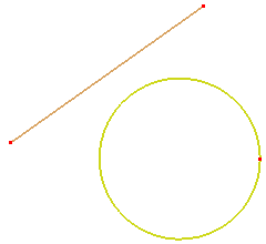 Select a line and a circle