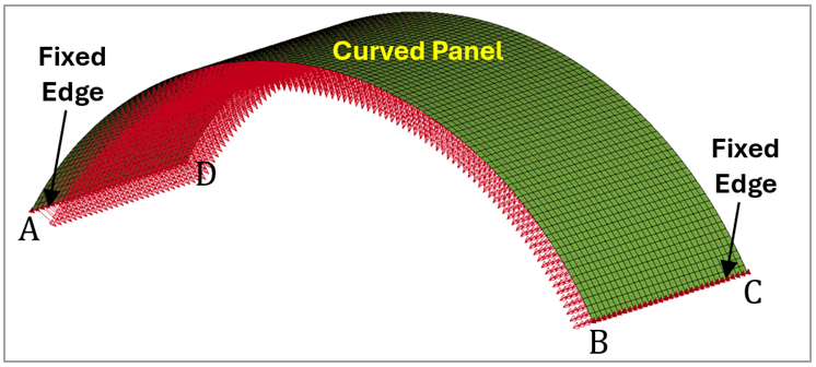 Model setup for the buckling analysis of the curved panel
