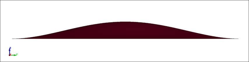 Frontal view of the first mode of the elliptical plate