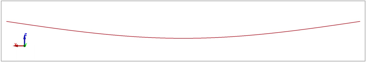 Lateral view of the fundamental mode of the slender beam