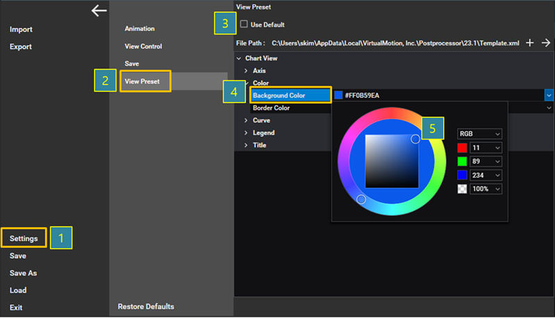 Changing the background preset (1)