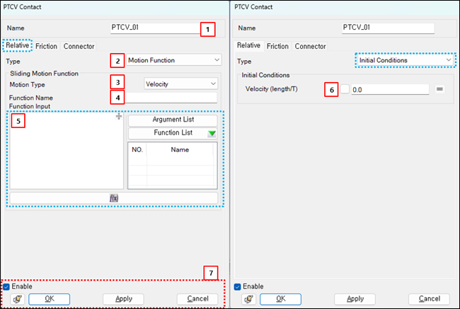 Relative tab in the PTCV property dialog