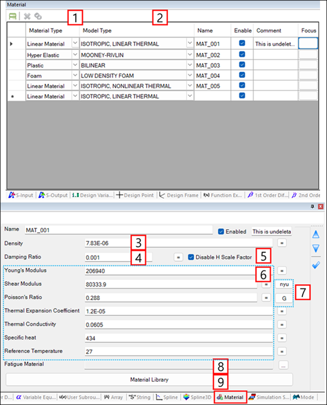 Material sub-entity window