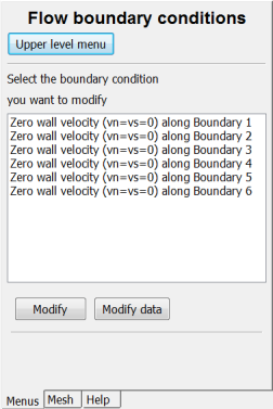 The Flow boundary conditions Panel