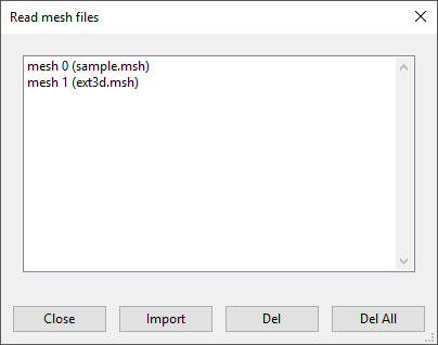 The Read mesh files Panel