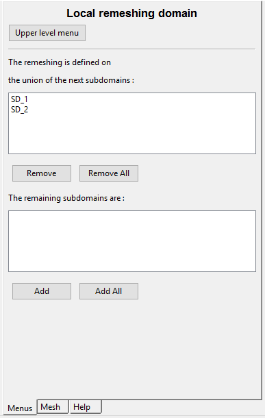 Default Definition of the Region to be Remeshed