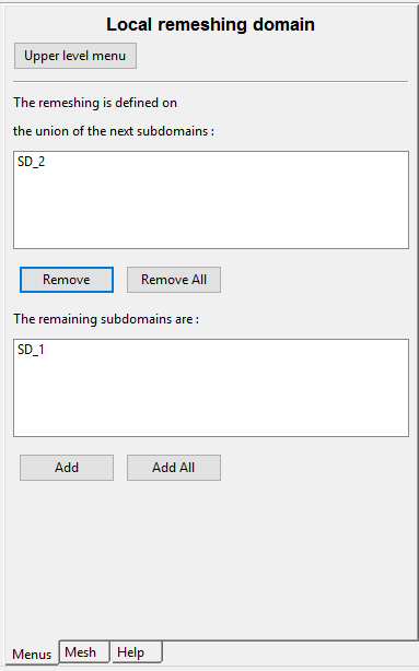 Defining the Remeshing for SD_2 Only