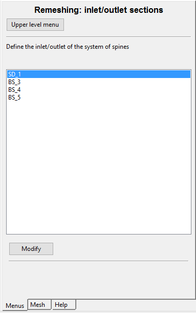 Specifying the Inlet for the System of Spines