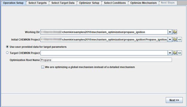 Operation Setup for global mechanism optimization