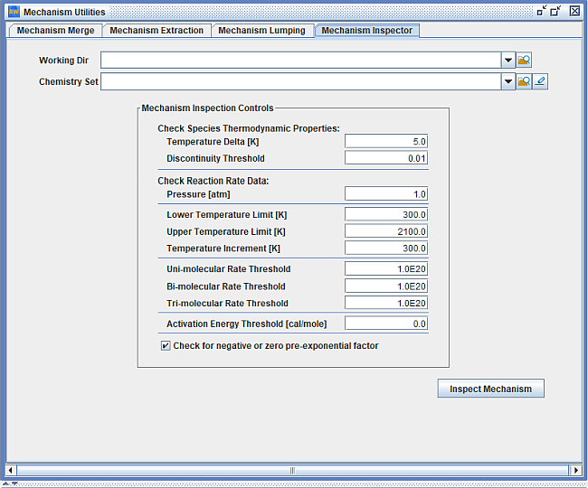 Snapshot of the Mechanism Inspector utility in Reaction Workbench