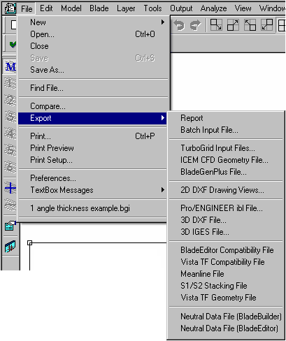 File | Export menu with UserIO modules shown