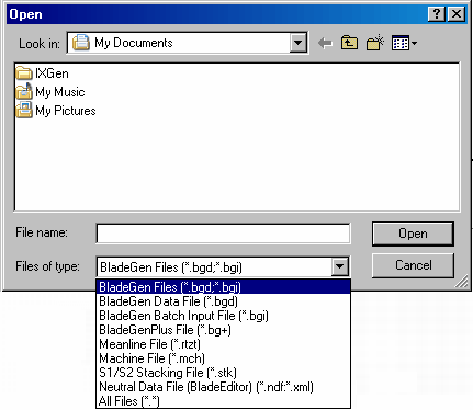 File Open Dialog - File Type control with UserIO modules shown