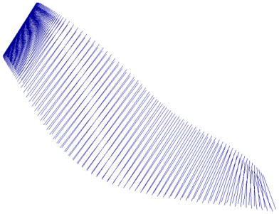 3D View showing a Flank Milled design with ruling lines shown