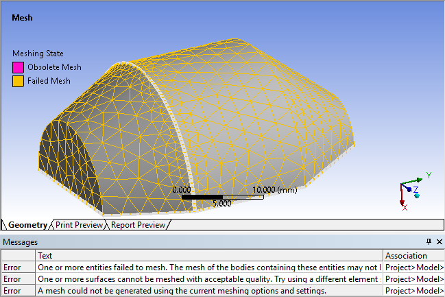 Failed Surface Mesh Due to Protected Topology