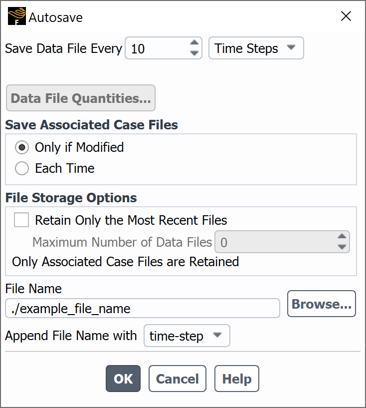 The Autosave Dialog Box