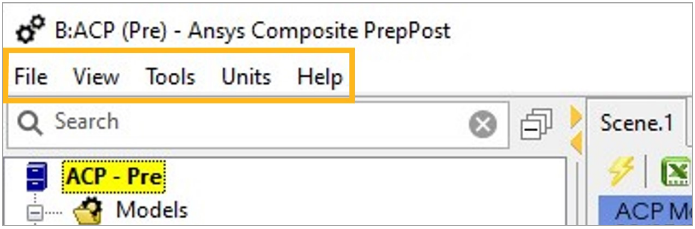 Ansys Composite Prep Application Menu Options