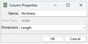 Setting the Dimension in the Column Properties Dialog