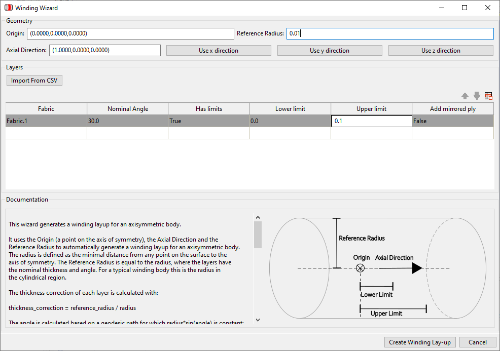 Winding Wizard with the Inputs on Top and the Description at the Bottom