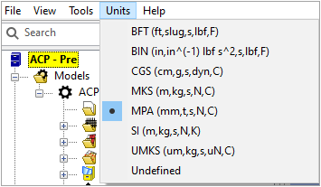 Units Menu