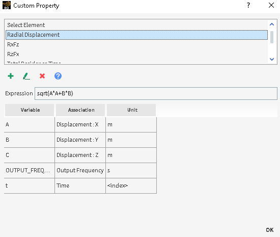 Custom Property dialog for Simple Expressions