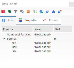 Data Editors panel for the Particles entity