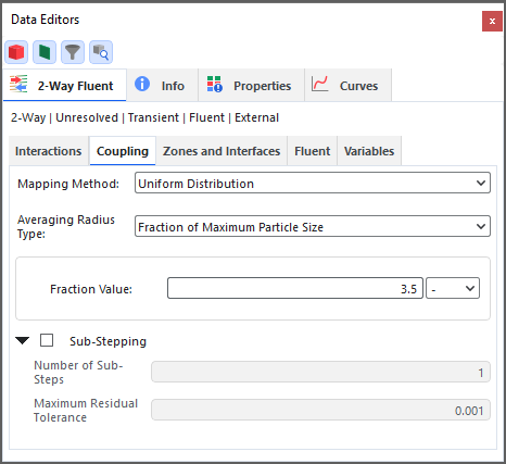 CFD Coupling, 2-Way Fluent, Coupling tab when Uniform Distribution is selected for Mapping Method