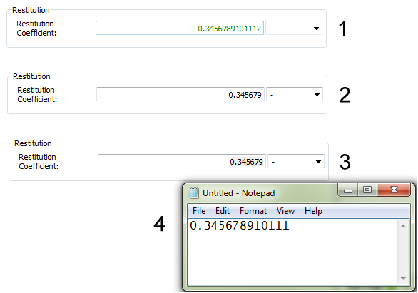 Example of a long number (1) truncated (2), copied (3), and then pasted outside of Rocky (4)