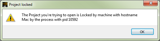 Example message you might see if you try opening a project that has been locked