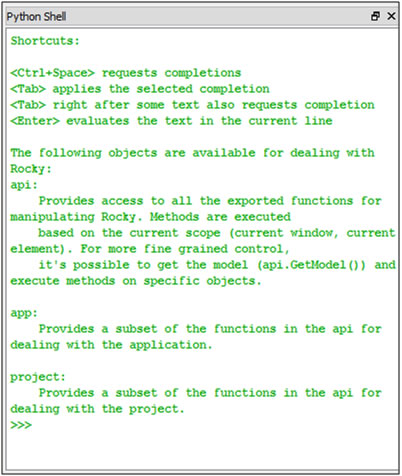 Python Shell panel