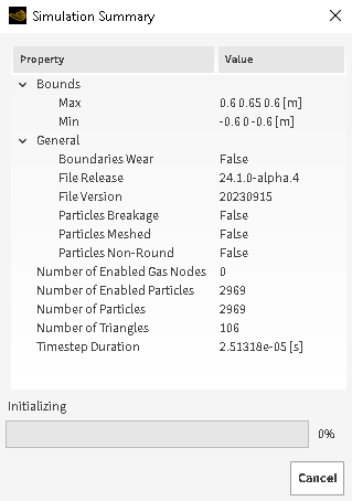 Simulation Summary dialog