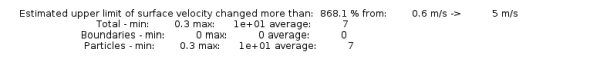 Example "surface velocity changed" warning on the Simulation Log panel